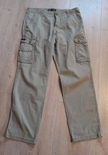 Vintage Lee Herren Cargo Hose W34 L32  Stoff Khaki Hell Taschen Männerhose