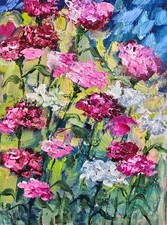 Rote Nelken Blumen Ölbild