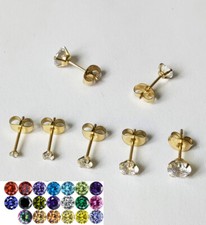 1 Paar Ohrstecker Ohrringe Edelstahl Zirkonia Stein Gold Farbe Männer Frauen