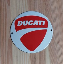 DUCATI Emailschild MAKELLOS Werkstatt Motorrad Garage Parkplatz Tür Schild
