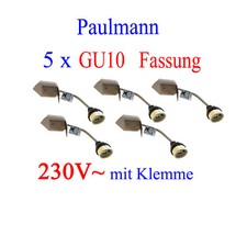5 x GU10 Fassung 230V mit Anschlussleitung und Anschlussklemme auch LED Leuchten