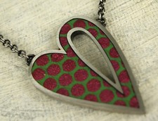 Konplott Kette "Honey" silber rot und rotgrüne Tupfen neu