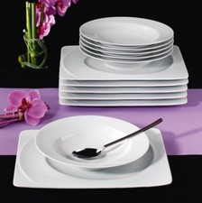 Seltmann Weiden PASO Tafelservice Speiseservice Essgeschirr 12 Tlg. eckig / rund