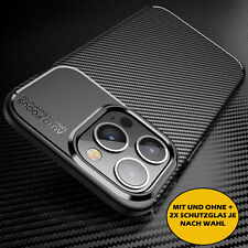 Schutzhülle Für iPhone 17 16 15 14 13 12 11 I PRO I MAX Carbon Optik Schutzglas