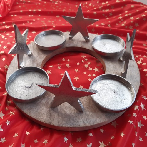 Großer holz adventskranz rund - holz,