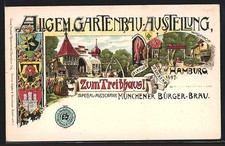 Lithographie Hamburg, Allgemeine Gartenbau-Ausstellung 1897, Zum Treibhaus 