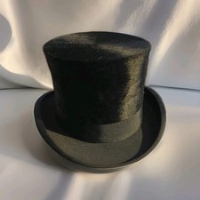 Zylinder Hut Schwarz Samt Gr.54 Herren Vintage sehr gut erh. Singewald Hamburg 