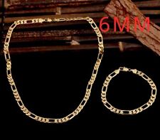 Luxus Panzerkette 8mm Kette Halskette + Armband Gold 18K vergoldet Top Geschenk