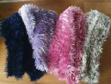 4x Schals aus Langhaar Wolle in dunkelblau - grau - lila - rosa