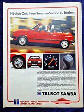 Talbot Samba Cabrio, originale Werbung aus 1984