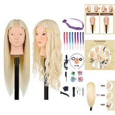 Frisierkopf Echthaar, 66cm/26 Zoll 70% Echtes Haar Ubungskopf Friseur Trainin...