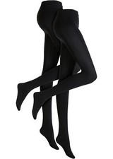 2er Pack Thermo Fleece Strumpfhose 140den Gr 40/42 Schwarz Thermostrumpfhose Neu