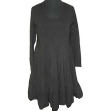 Boris Industries Kleid Jersey schwarz schwingend Gr 48 (5) langarm