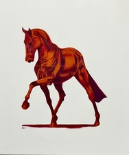Ölbild mit rotem Pferd  -