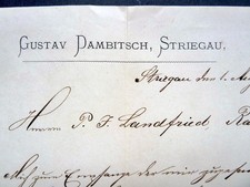 STRIEGAU 1875, Rechnung GUSTAV DAMBITZSCH