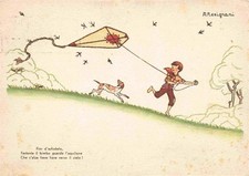 RESIGNANI A. Kuenstlerkarte Kind Hund Drachen