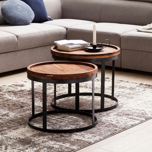 Couchtisch 2er set massivholz - couchtisch,