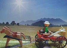 Playmobil Western - Farmwagen mit Farmer zwei Pferden und Zubehör - gebraucht