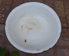 alte Emailschüssel Schüssel Email Wanne weiß rund 🎏 dicht PFLANZSCHALE