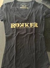 Original ROKKER T -Shirt Gr. M Damen schwarz Neu mit Etikett AUFDRUCK Gold