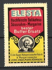 Reklamemarke Elesta hochfeinste Delikatess-Margarine als Butter-Ersatz, Leonh.  