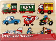 Holz Puzzle Fahrzeuge Auto Zug Flugzeug - Kinder Setz-Puzzle NEU