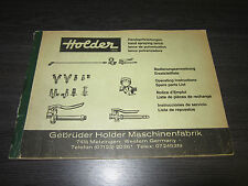 Holder Betriebsanleitung Handspritzleitungen Ersatzteilliste Stand 1971 