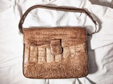 Kroko Tasche IRV Krokodilleder Handtasche Schultertasche braun