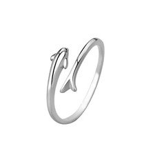 Ring Delphin 48-56 verstellbar Silber 925 Delfin Damen Mädchen offen