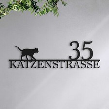 Hausnummer mit Katzenmotiv -