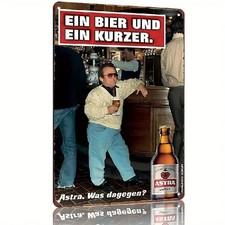 Blechschild Ein Bier u. ein Kurzer Bier Werbeschild Vintage Metallschild TEL3638