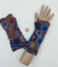 Armstulpen,  Pulswärmer, Handstulpen,  handgestrickt, Patchwork,  aus Opal Wolle