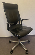 * Wilkhahn  Bürostuhl Chefsessel * Chrom Leder schwarz Rollen * Drehsessel