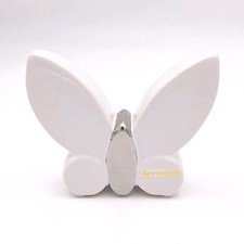 Schmetterling weiß silber von Formano glasiert aus Keramik 11 cm hoch