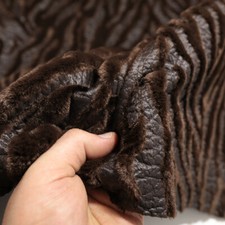 50cm braun Tiger Flockprint Samt auf Kunstleder Stoff für Decke Jacke Kunstpelz
