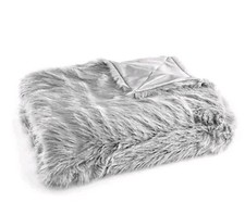 Mont CHALET QVC Fellimitat-Plaid Mikrofaser Hochtief EFFECKT grau Decke g1