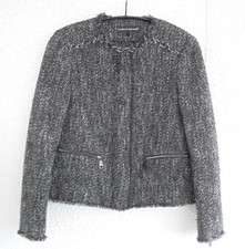 Luisa Cerano Damen Jacke Wollmix kurz kastig Boucle Blazer schwarz-weiß 38 40