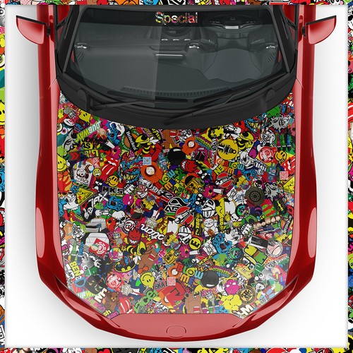 Stickerbomb auto folie - 3d, auto-folie