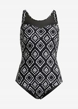 Shape Badeanzug recyceltem Polyamid mittlere Formkraft Gr. 40 Schwarz Weiß Neu