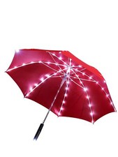 Led Regenschirm Sternenhimmel Rot  mit eingearbeiteter Taschenlampe