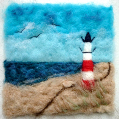 Wollbild leuchtturm meer - ♥wollbild,