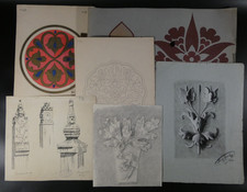 6x Grafik Konvolut Sammlung Zeichnung Ornament Jugendstil Ungarn signiert ~1920