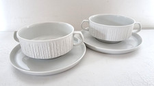 2 Stück Suppentassen Thomas Arcta Porzellan Weiß Borkenrand Vintage 70er