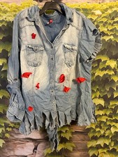Zerrissene Jeansbluse – Perfekt für Kostüme und Motto-Partys, Gr. 2XL