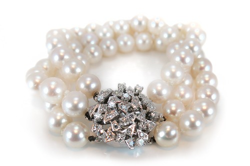 Armband akoyaperlen diamanten - armband,