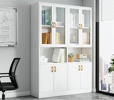 Küchenschrank Küchenbuffet mit 8 Türen Offenem Fach Weiß Hochschrank Anrichte