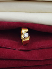 Reiner massiver Goldring 22K echter runder Brillantschliff CZ High Finish Gol...