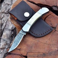 Damast Taschenmesser Handgefertigt Klappmesser Damaskus Damaszener 6078EA