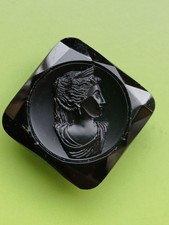 Kamee Knopf  Glas  viereckig