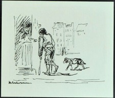 Max Liebermann  " DER BETTLER " Original Holzschnitt von 1922